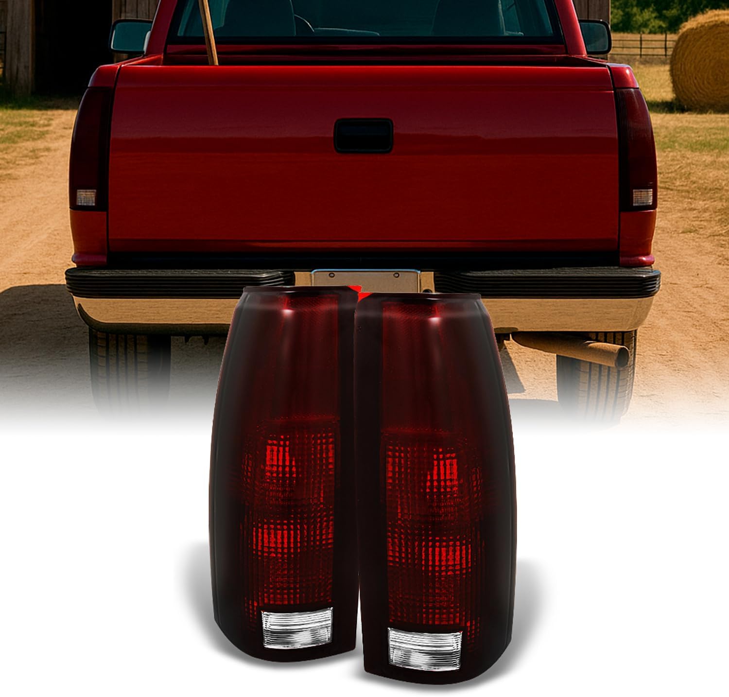 for C/K C10 Series Blazer Sierra Suburban Pickup Truck Red Smoke Rear Tail Light Brake Lamps