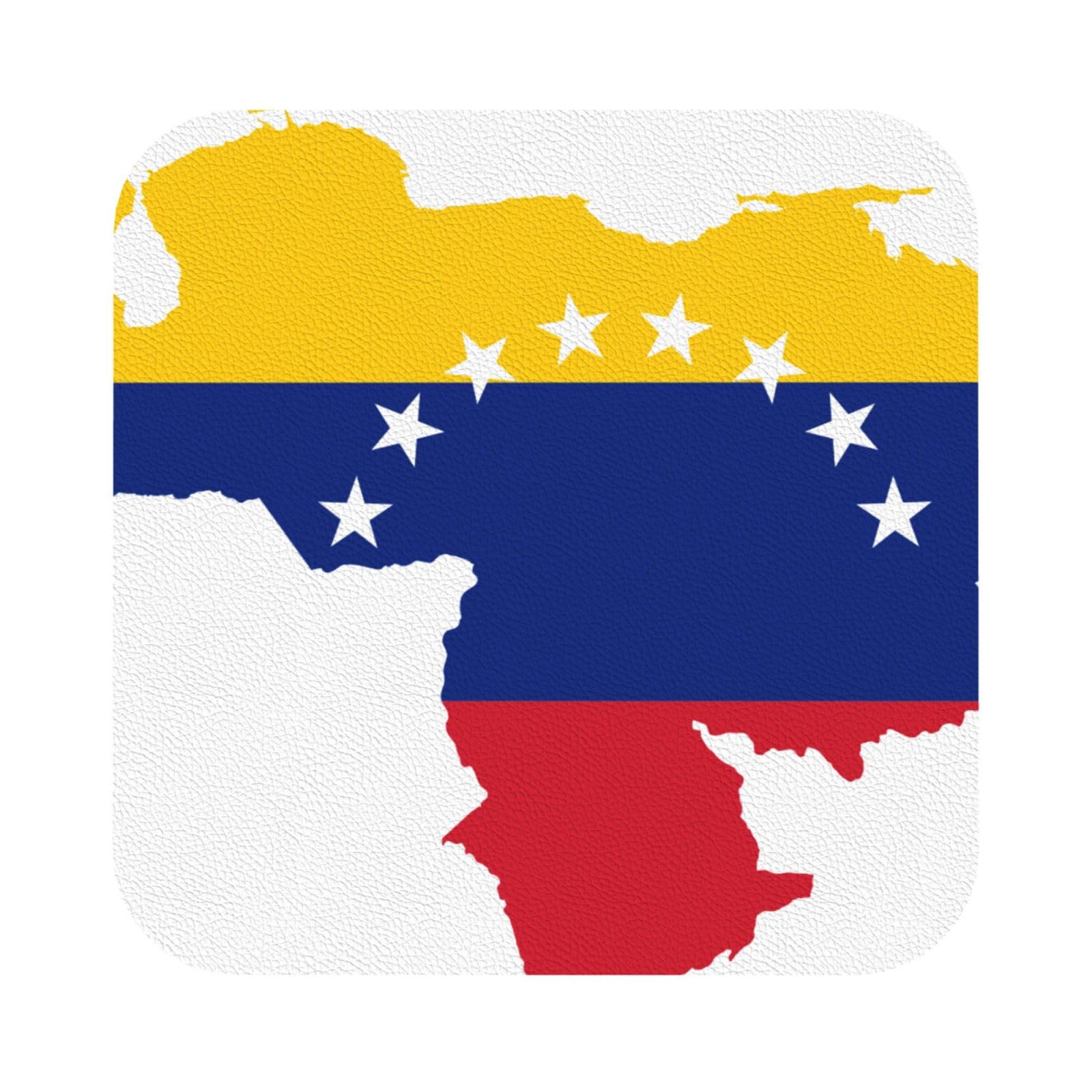 venezuela flag PU Leather Coasters Set of 6 Square Drink Coasters