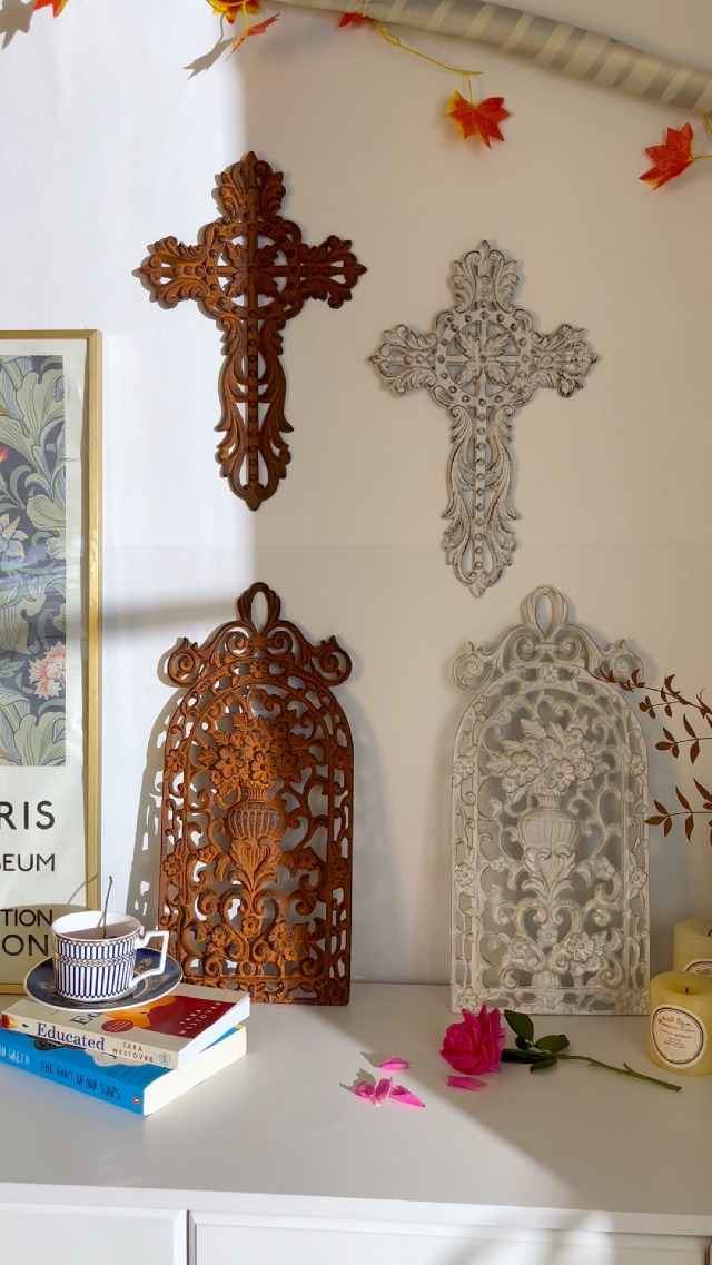 Amazon.com: Sungmor Cast Iron Cross Wall Decor, Ornate Metal Wall