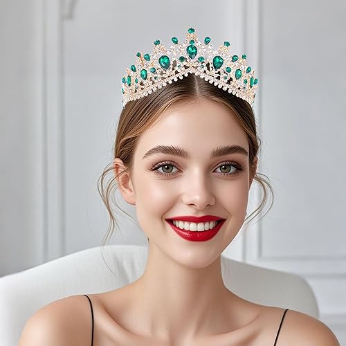 Miniatura 3 de Kamirola - Corona de reina y tiara corona de princesa para mujeres y niñas, diademas de cristal para novias, disfraces góticos de Halloween para