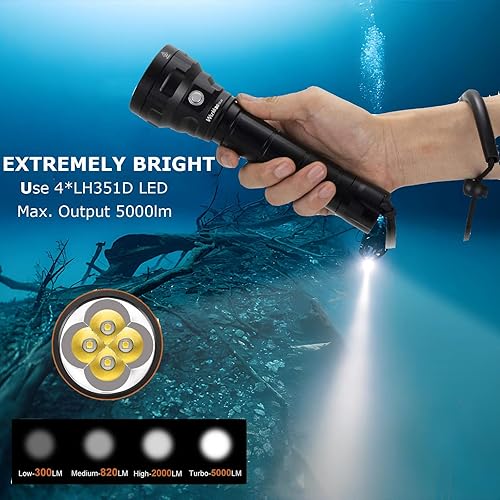 Miniatura 9 de Wurkkos DL20R Linterna de buceo 3200 lúmenes Luz de buceo 100M Luz de buceo IPX8 impermeable linterna submarina linterna submarina con equipo de