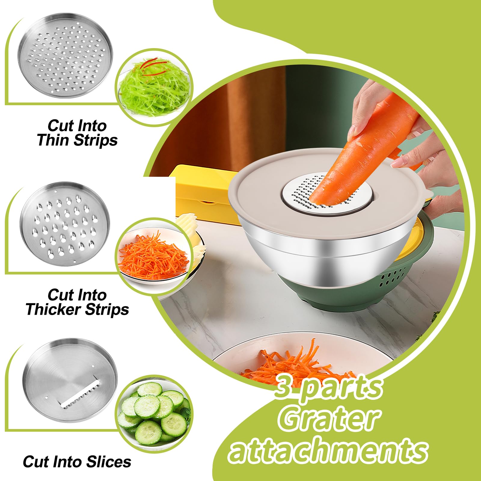 YlYADl Set da 31 Pezzi Ciotole in Acciaio Inossidabile Con Coperchi, Insalatiera, Ciotole Cucina Impilabili