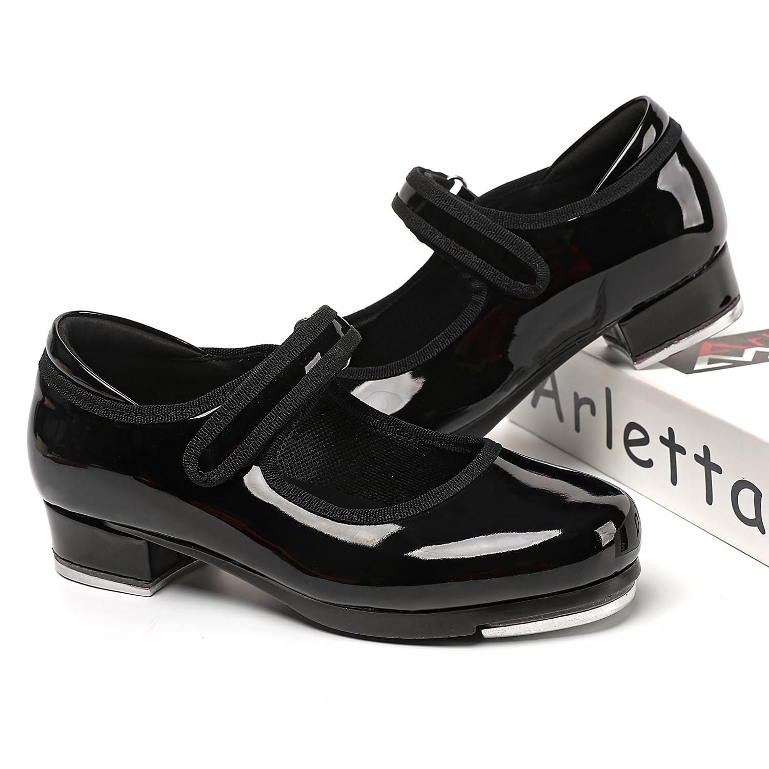 Tap Shoes for Girls Boys, Kids Tap Dance Shoes for Toddler, Easy Strap Mary Jane Tap Shoes for Girls Black