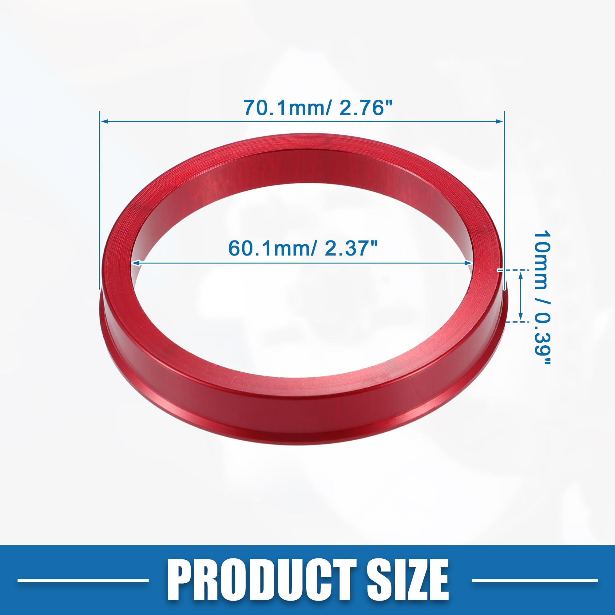 A ABSOPRO anellos centrici per Cerchi Auto OD 70.1mm a ID 60.1mm anellos centrici per Cerchi in Lega di Alluminio Rossi (Set di 4)