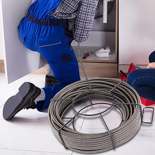 Miniatura 8 de VEVOR Cable de limpieza de drenaje de tubería de drenaje de serpiente de núcleo sólido de 100 pies x 12 pulgada con cuatro formas de cortadores,