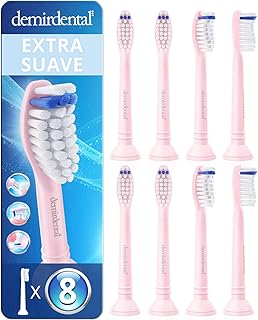 Pack con 8 cabezales demirdental compatibles con los recambios de Philips Sonicare, cepillos de dureza extra suave, Rosa, corresponde a HX6058er