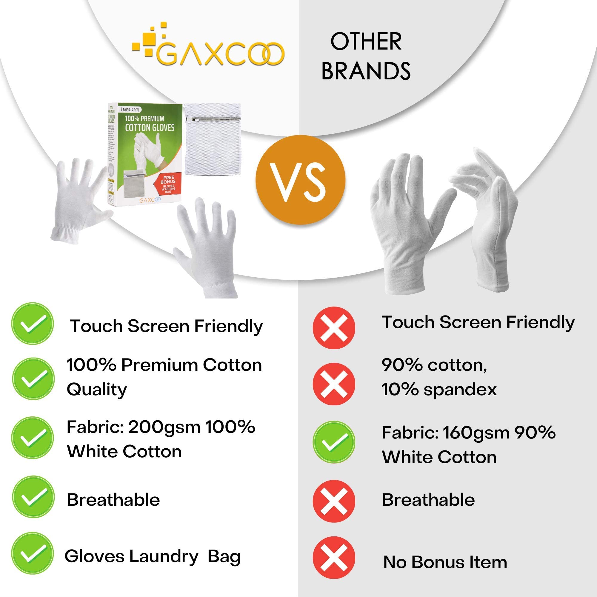 White Gloves Moisturizing Overnight Bedtime Cotton White Inspection