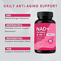 Vista 2 de Suplementos NAD para mujeres - con ribósido de nicotinamida y resveratrol y CoQ10, suplemento NAD+ 8 en 1 para antienvejecimiento, aumenta