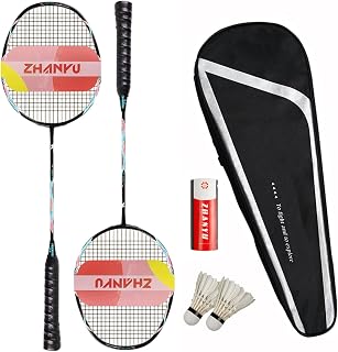 Badminton Racket,Professional Badminton Racket,Durable Lightweight Entertainment Training Fitness Double Rackets,with 2 Rackets,2 Shuttlecocks,1 Carrying Bag,for Adults Family Beginners