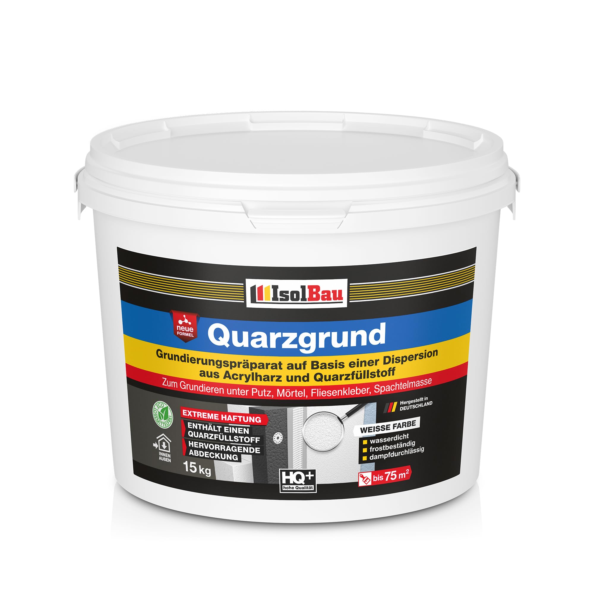 Isolbau Quarzgrund – 15 kg Grundierung für Beton & Holz, Fliesen, Keramik, Fassadenputz - Putzgrund, Fliese auf Fliese, Betongrund, Holzgrund - Wasserdicht, frostbeständig, für innen & außen