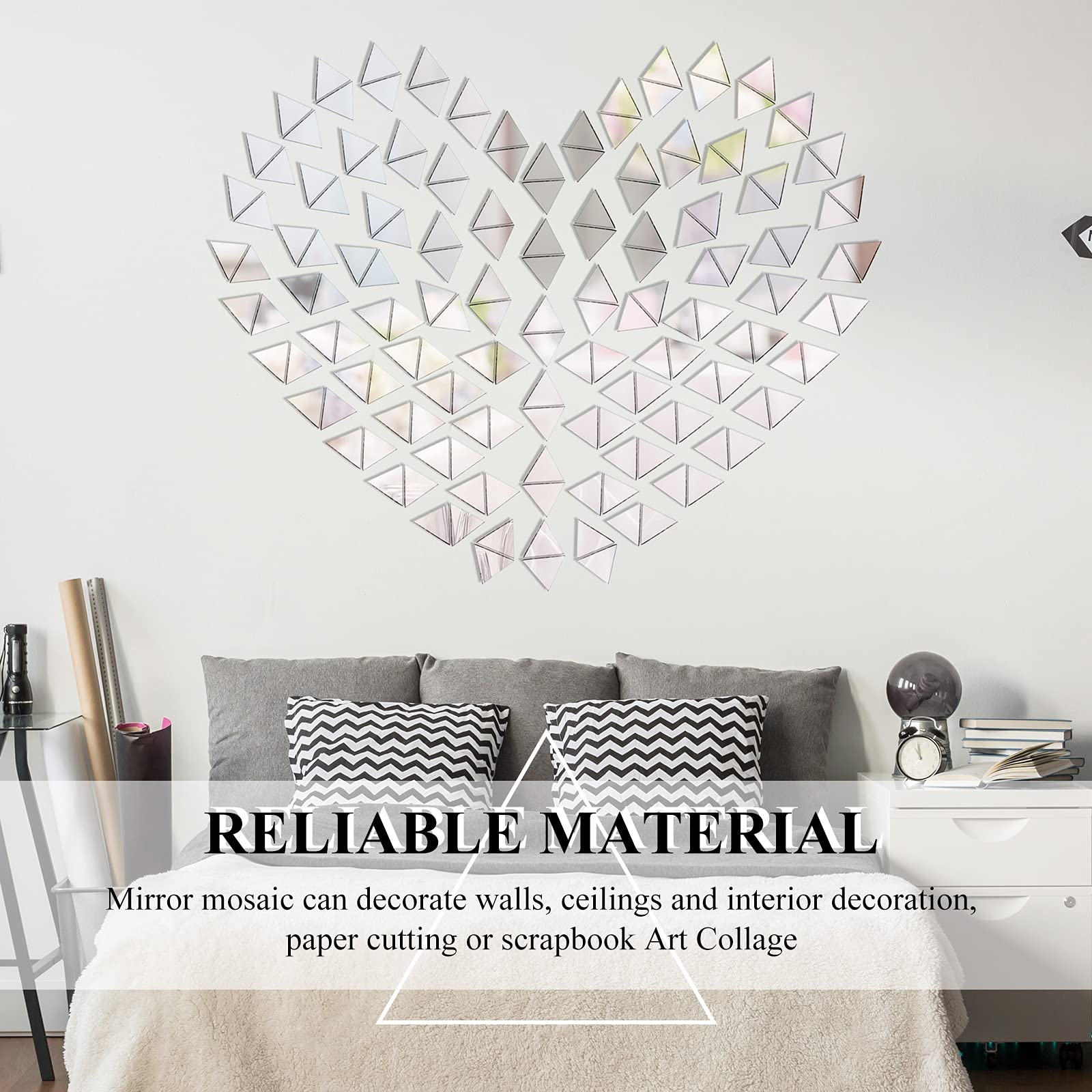 PH PandaHall Mini Mosaic Mirror Tiles - 210pcs, 3 Sizes, Self-Adhesive For DIY Crafts & Decor