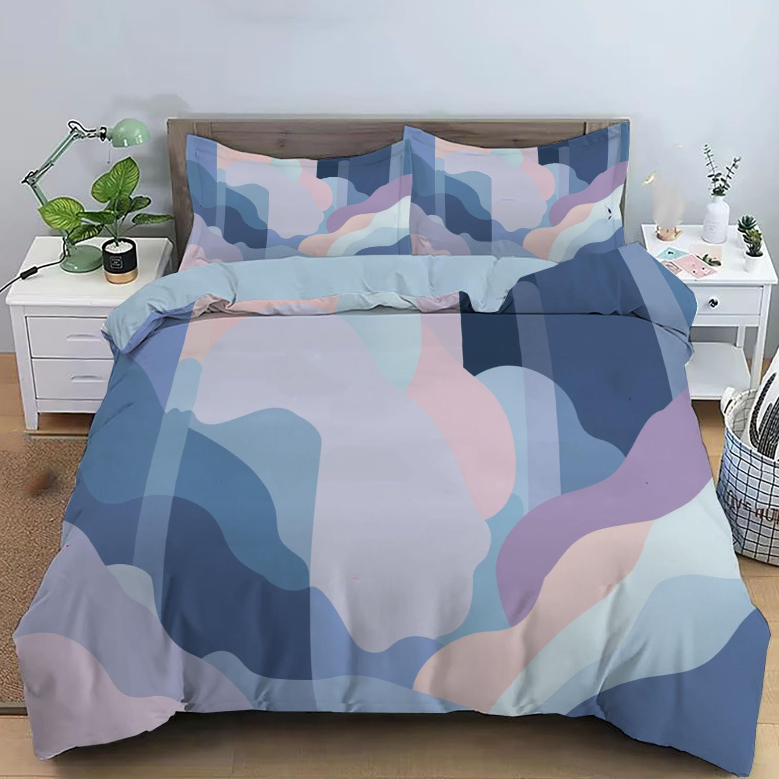 Parure de lit géométrique 140x200 pour chambre ado et studio moderne