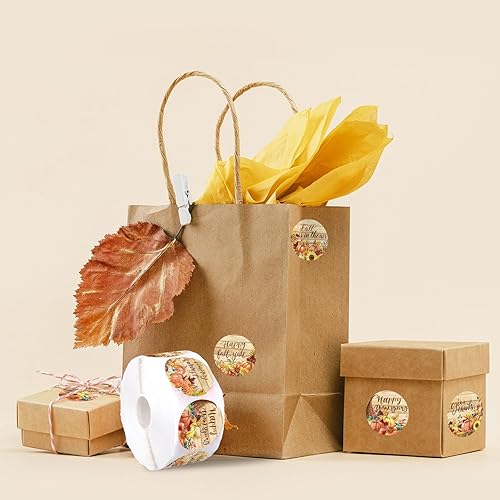 Miniatura 6 de Whaline 1000 piezas de calcomanías de otoño y Acción de Gracias con calabazas retro y flores con bendición, calcomanías de grano de madera vintage