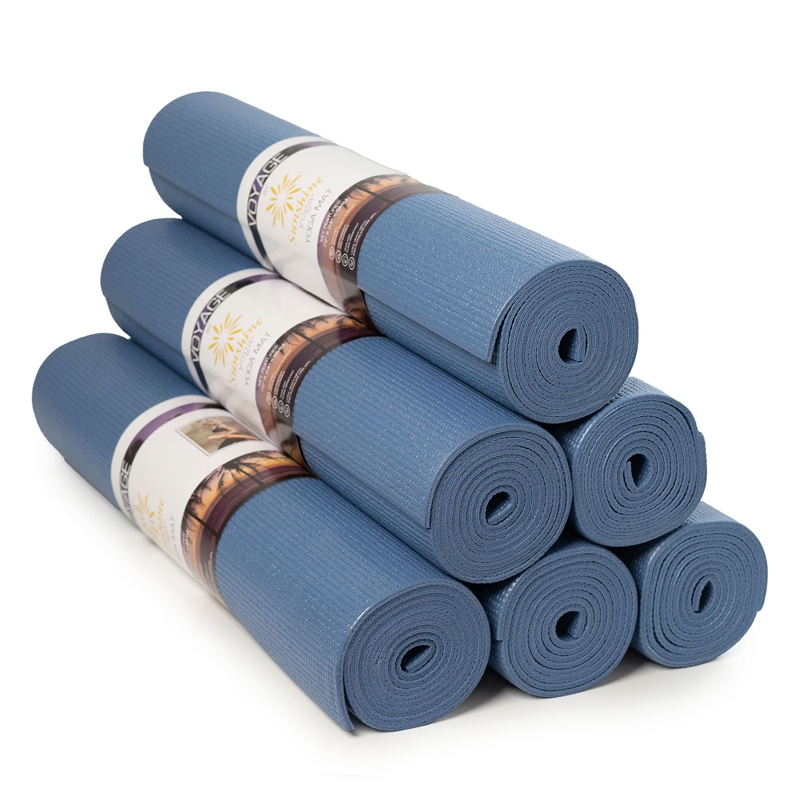 Sunshine Yoga Voyage Yoga Mat 6 Pack 72 x 24 Professional Studio and Gym Bulk Yoga Mats 5mm