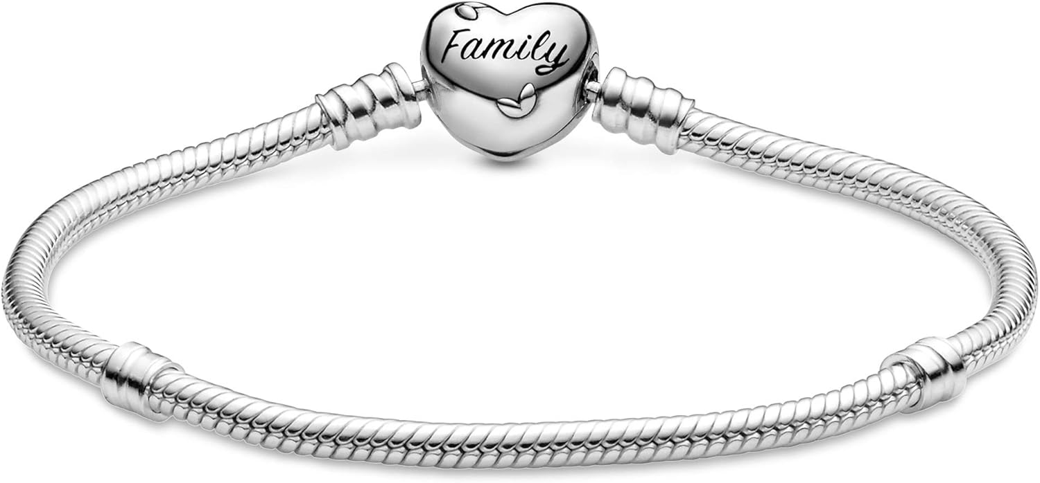 Pandora Snake Chain Bracelet Heart Clasp Tree of Life