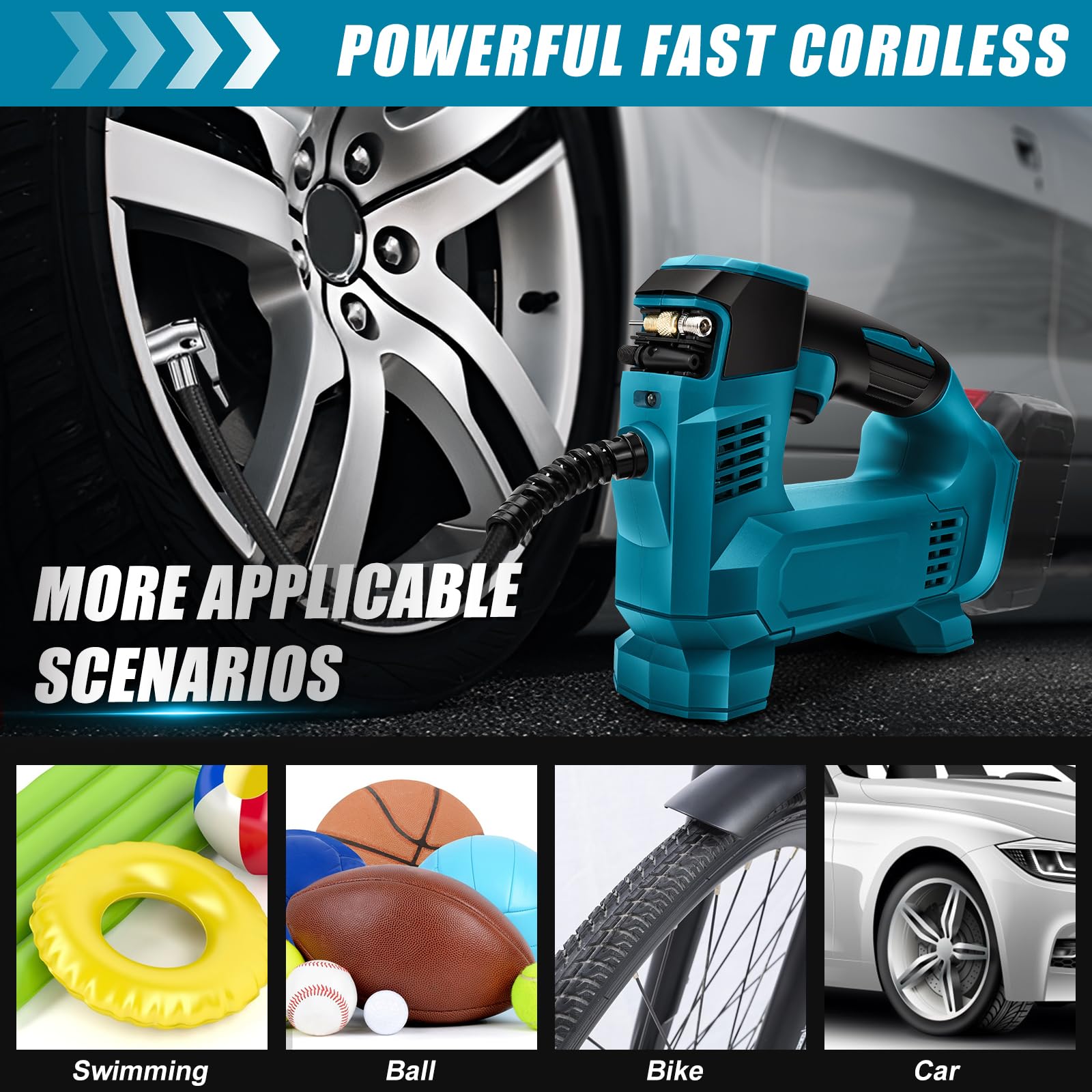 Compressore Portatile 18V Per Batteria Makita – Gonfiatore Digitale Con Arresto Automatico Per Auto, Bici E Palle