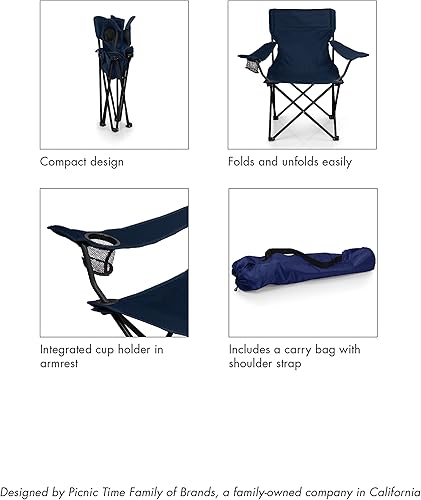 Miniatura 7 de PICNIC TIME NHL PTZ Silla de campamento, silla de picnic, silla de playa con bolsa de transporte, (negro)