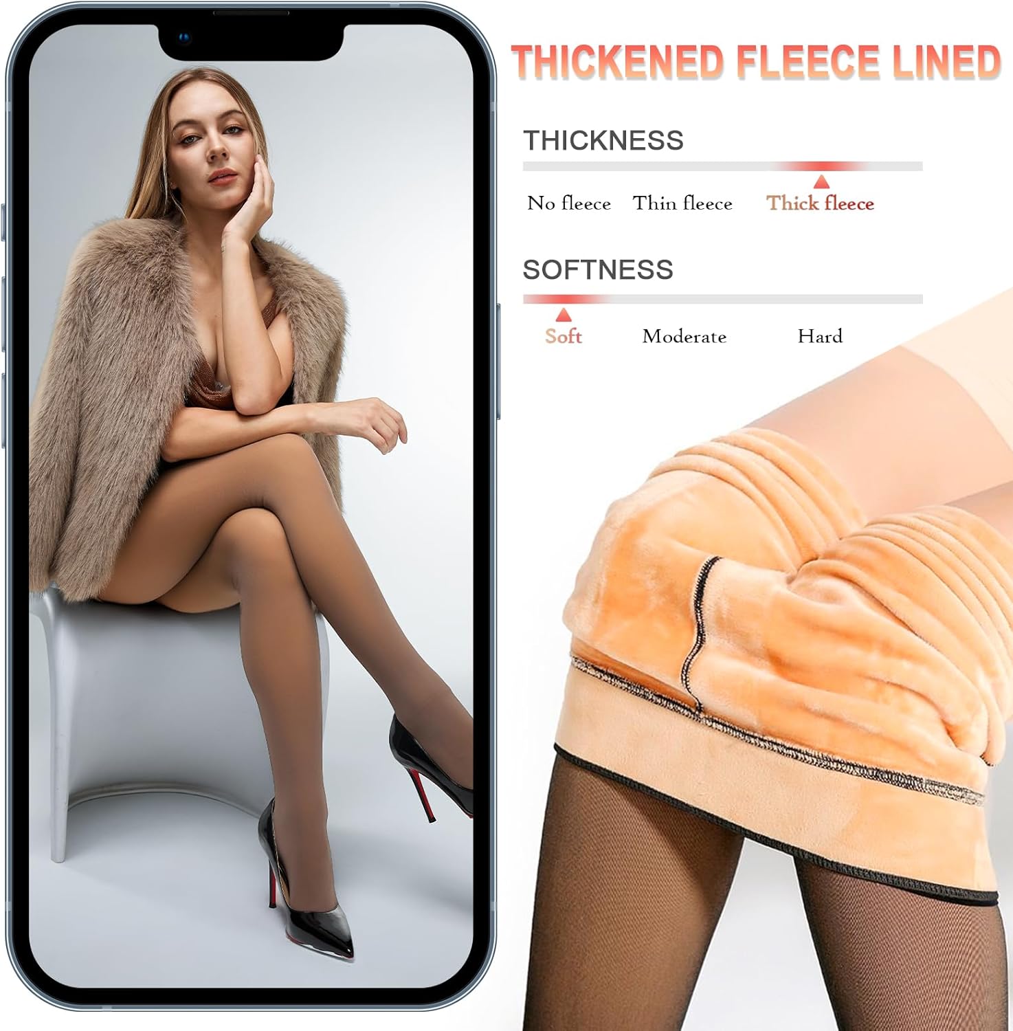 Fleece Lined Tights Women Sheer Warm Pantyhose Leggings Fake Translucent Thermal Winter Thick Tights for Dresses - Image 2