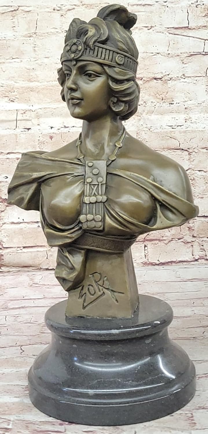 EUROPEAN BRONZE Art Deco Sculpture Bust Girl Woman Bronze Statue Signed Hot Cast Hand Made Decorative Art Sale