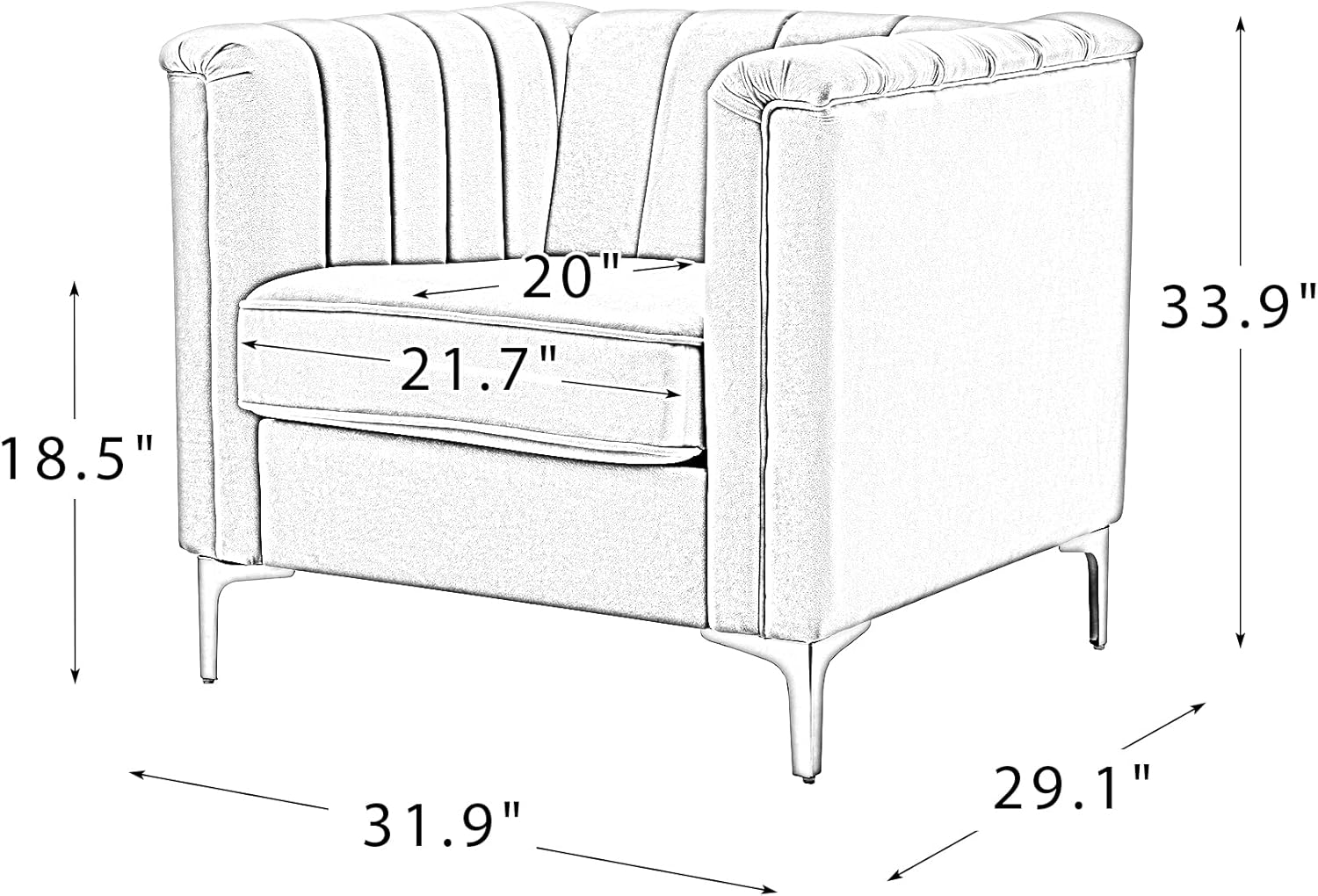 Buy HULALA HOME Accent Club Chairs Set of 2 with Metal Legs, Comfy