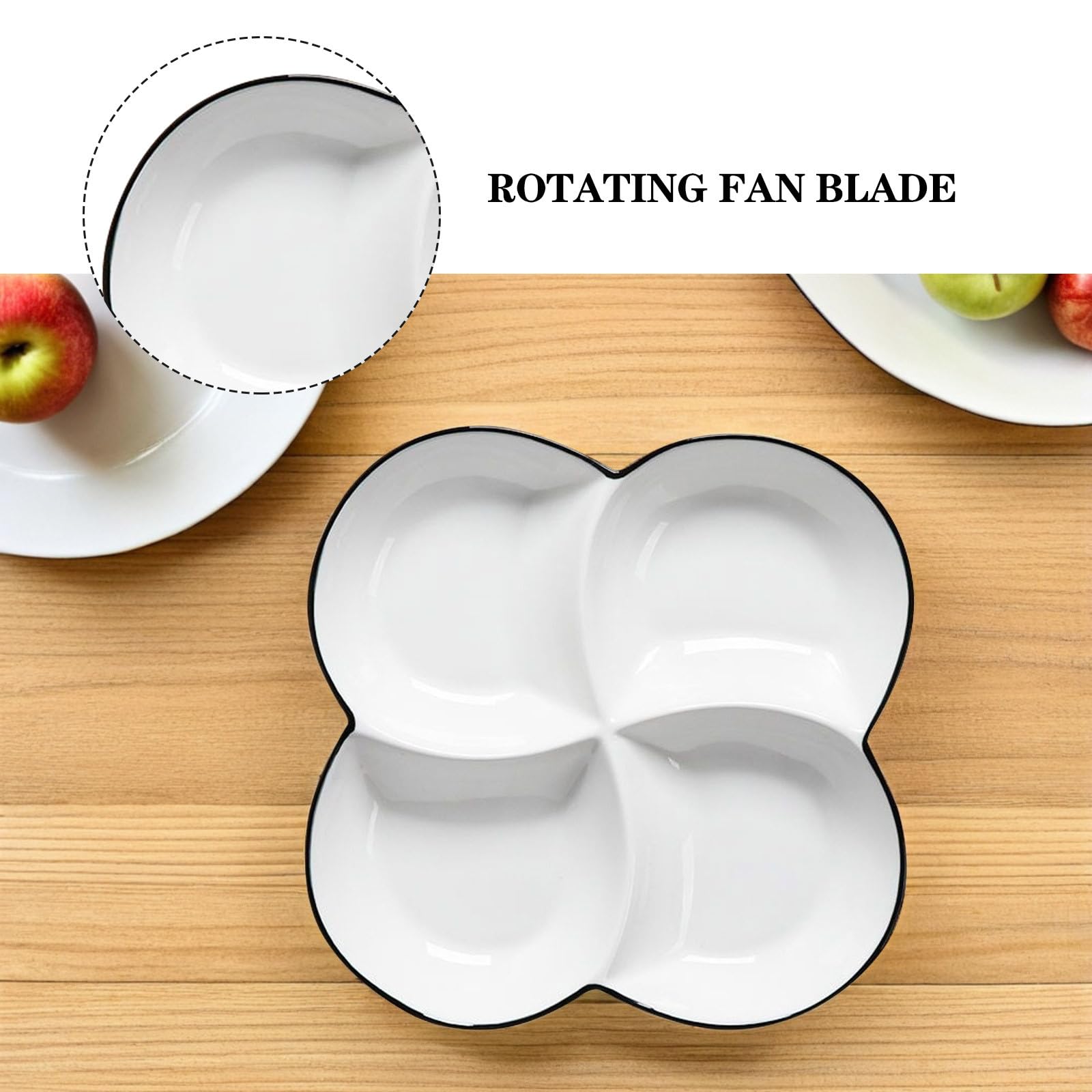Kichvoe Plateau-repas compartimenté en céramique avec 4 compartiments, idéal pour les repas rapides et le contrôle des portions.
