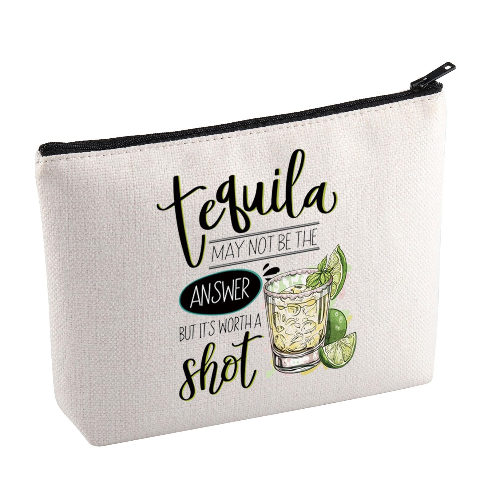 KUIYAI Tequila Lovers Makeup Bag Funny Drinking Cosmetic Bag Cocktail Party Gift Fiesta Gift Mixology Gift Cinco de Drinko Gift (TequilaShotMup)
