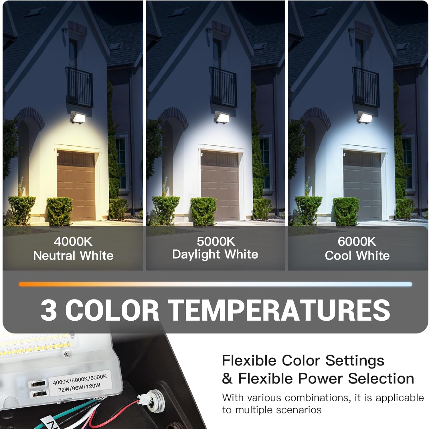 JTT LED Wall Pack Light 120W/96W/72W with Dusk to Dawn Photocell, 18000LM 6000K/5000K/4000K CCT IP65 Waterproof WallPack Lights Outdoor LED [Eqv. 800W HPS/HID] for Parking Lot,Warehouse,Yard