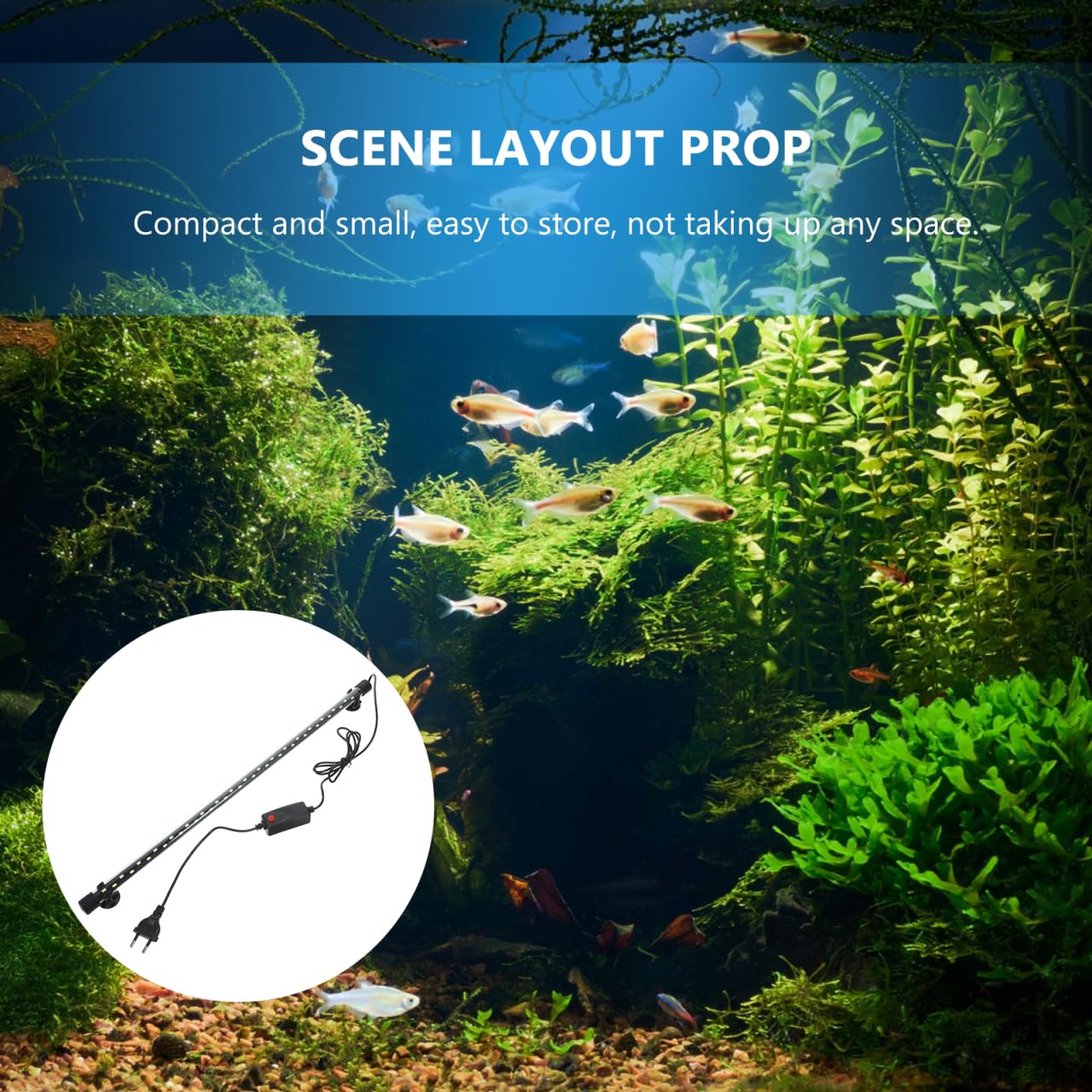 Housoutil Lumière Led Aquarium 58Cm Éclairage Blanc Pur Haute Luminosité Ventouses Lampe Décorative Aménagement Paysager Aquatique Prise Ue