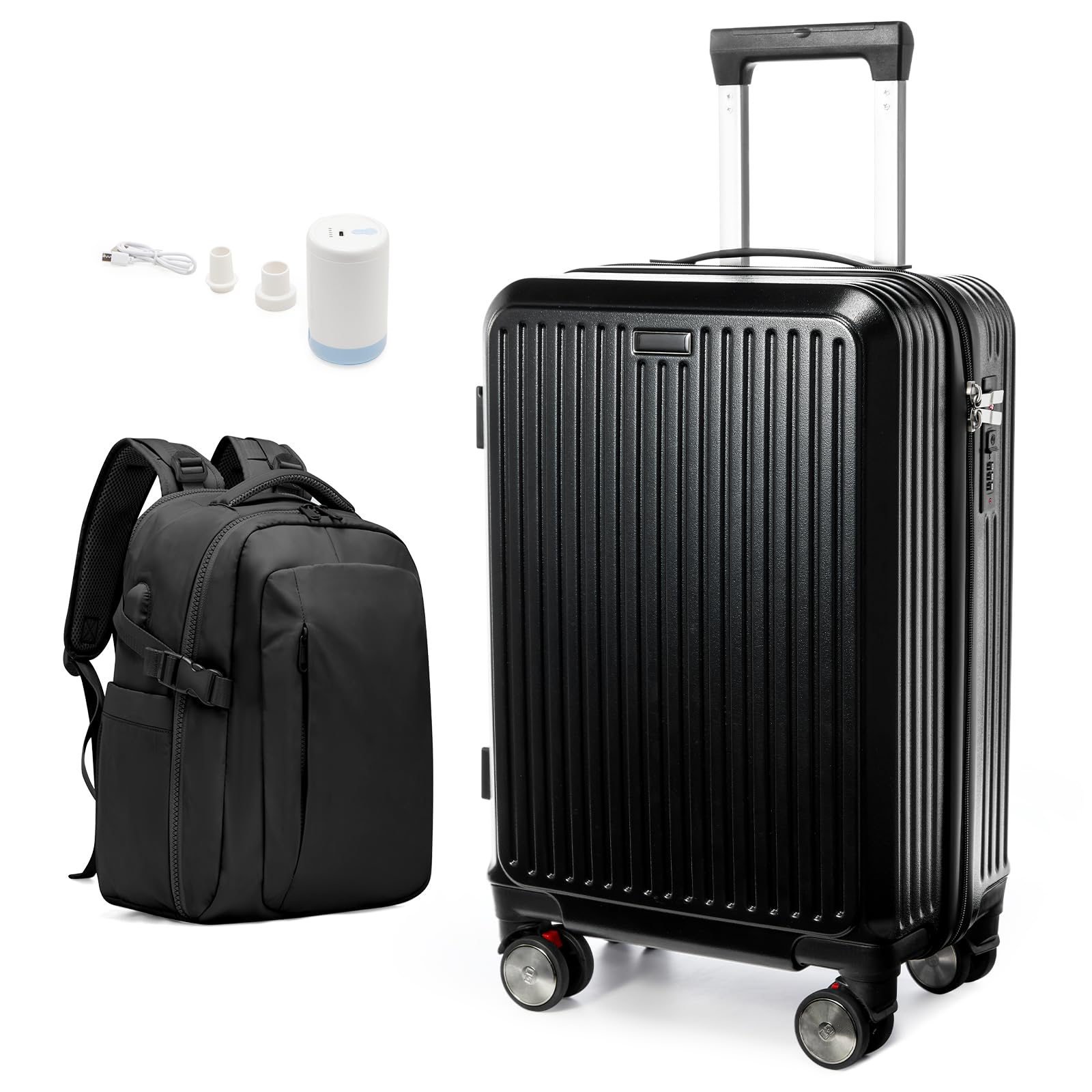 SZLX Zaino Ryanair 40x30x20 Sottovuoto Zaino da Viaggio 40x30x20 Wizzair Bagaglio a Mano 40x20x25 Borse da Cabina per Easyjet 45x36x20 Donna con USB Adatto a PC da 14 Pollici, Valigia Nero