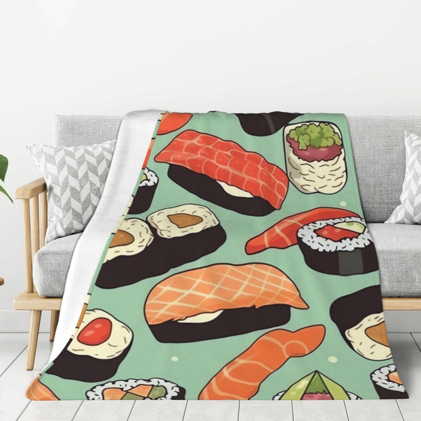 Couverture climatisation flanelle plaid chaud motif nourriture sushi