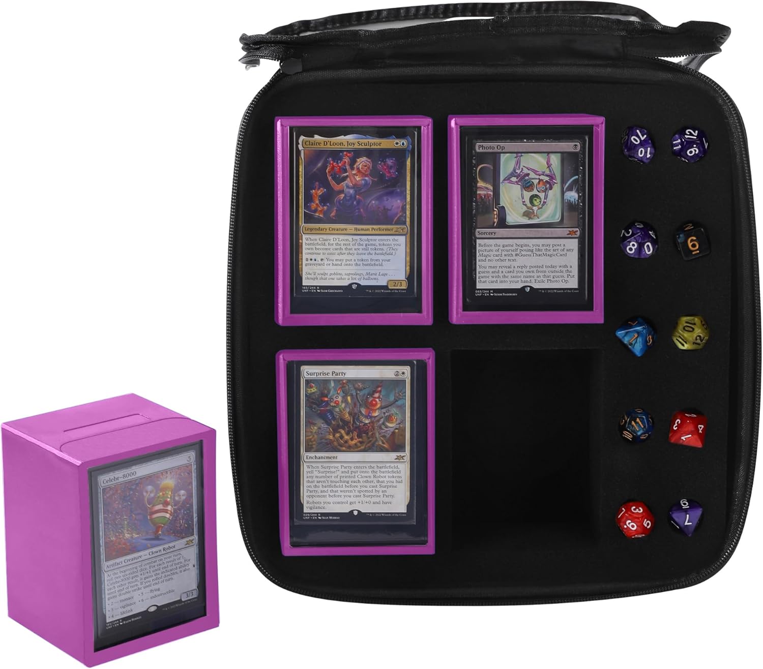 Card Deck Box with Portable Case – 4 Magnetic ABS MTG Deck Boxes with Dice Slots, Fits 400 Double-Sleeved / 480 Single-Sleeved Cards, EVA deck Case for Magic The Gathering & TCG Storage