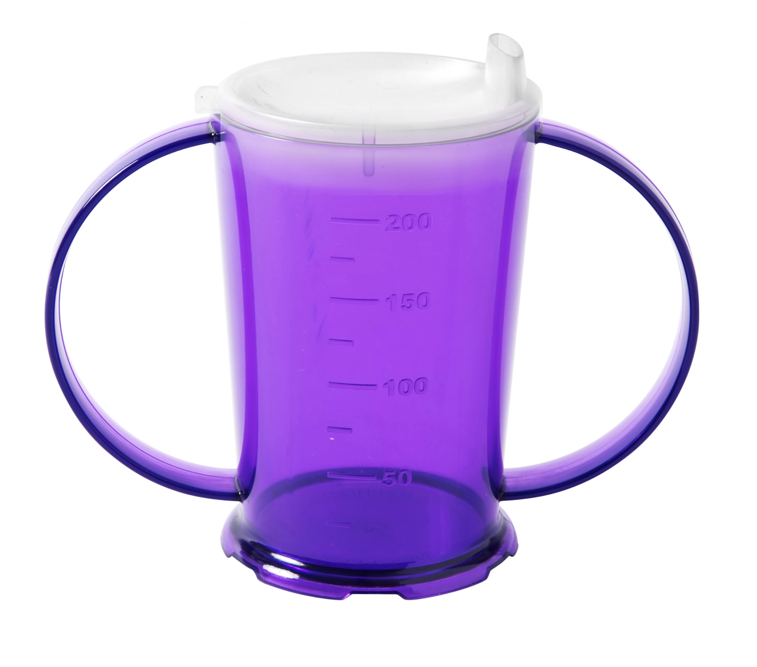 Harfield Translucent Purple 2-Handled Beaker & Wide Spout Drinking Aid Sippy Cup Reusable Virtually Unbreakable Copolyester Plastic