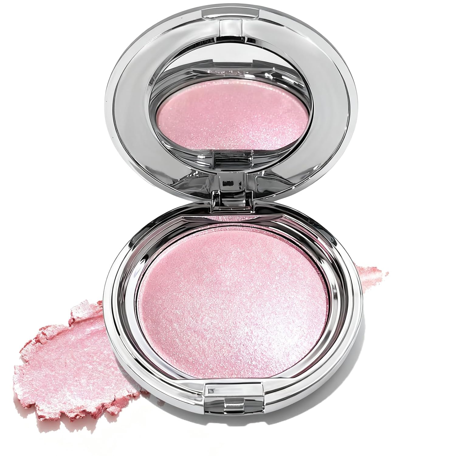 Highlighters Makeup Palettes,Face Glitter Glow Makeup Natural Glow Finish,Face Body Highlighters & Luminizers, Pearl Shimmer Highlighter Makeup Smooth Baked Powder,03-Pink Galaxy