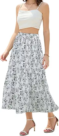 Maxi Skirts for Women with Pockets Long Midi Length Casual Skirt for Holiday