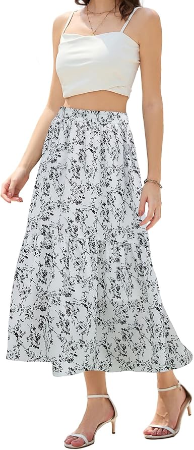 Maxi Skirts for Women with Pockets Long Midi Length Casual Skirt for Holiday