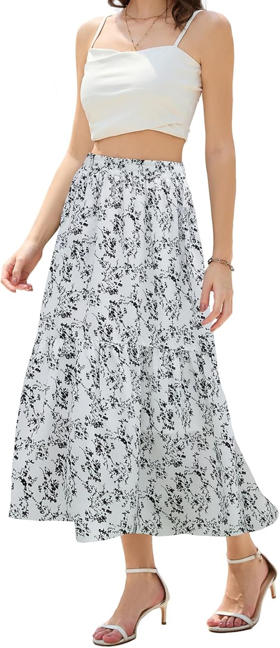 Maxi Skirts for Women with Pockets Long Midi Length Casual Skirt for Holiday