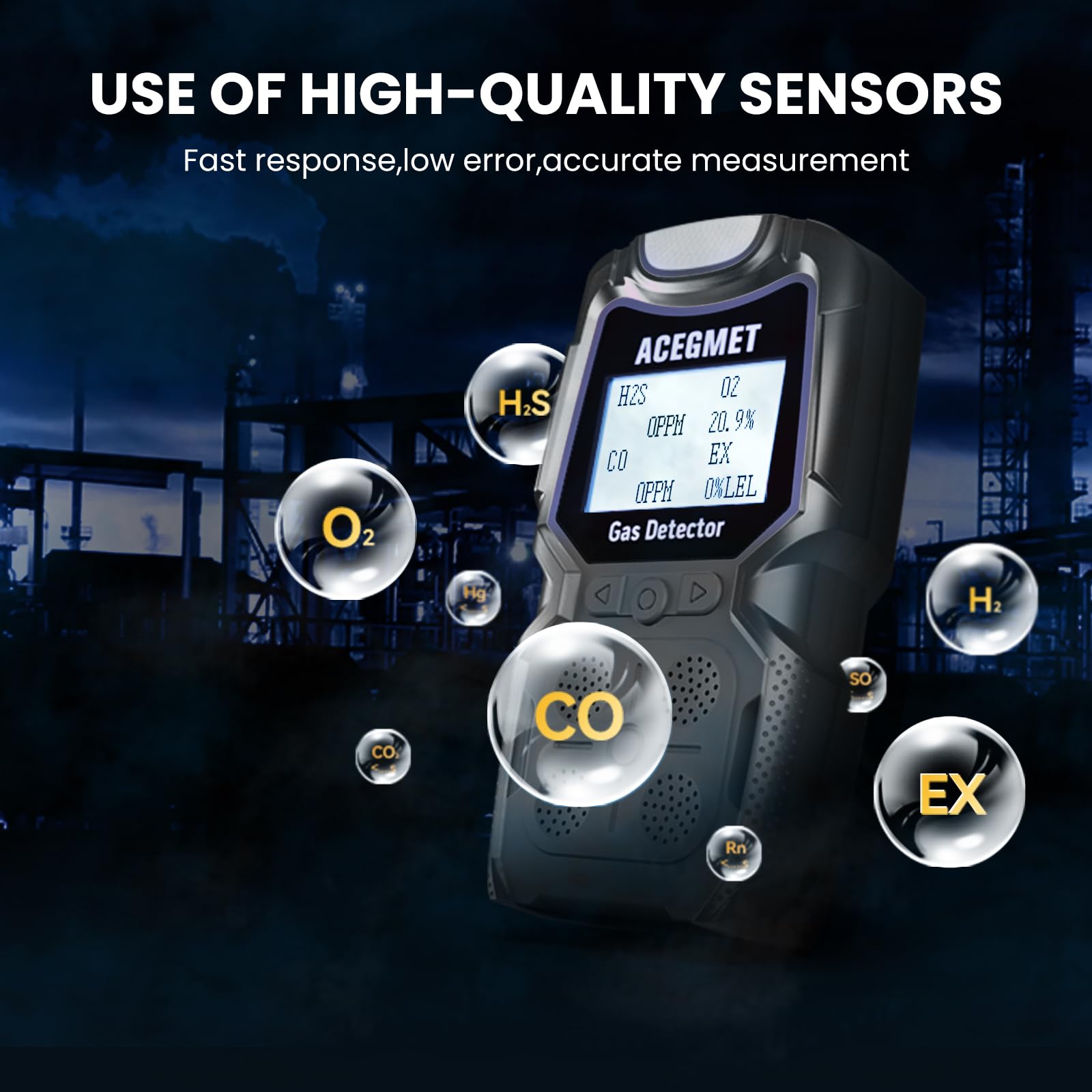 Snapklik.com : ACEGMET Gas Detector, 4 Gas Monitor Multiple Indicator