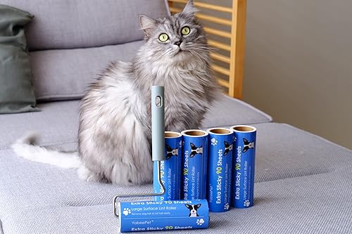 Miniatura 6 de YabeePet Rodillo de pelusa de superficie grande, removedor de pelo de mascotas de mango largo, diseñado para eliminar el pelo de mascotas, perros y