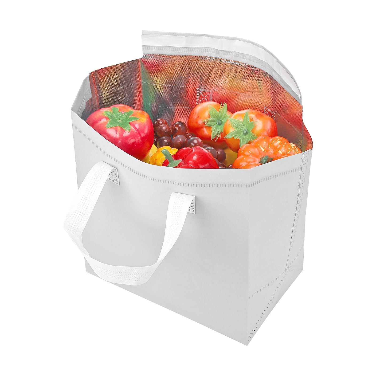 PATIKIL Bolsas aisladas para llevar, 25 bolsas térmicas de aislamiento para comestibles de 11.8 x 7.9 x 12.6 pulgadas para entrega de alimentos congelados fríos y calientes, color blanco
