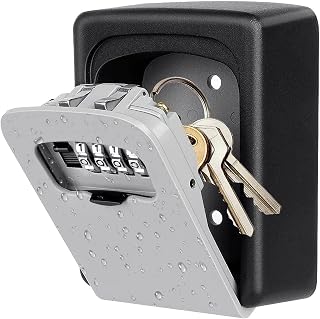 Key Lock Box,Wall Mounted Waterproof Lock Box for Keys Outdoor,Lockbox with 4 Digit Code，Key Box for Airbnb Home Garage School Office