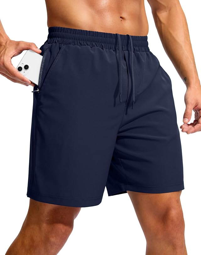 Soothfeel Mens Athletic Workout Shorts with Zipper Pocket 5 7 Running Gym Shorts for Men Lightweight Quick Dry