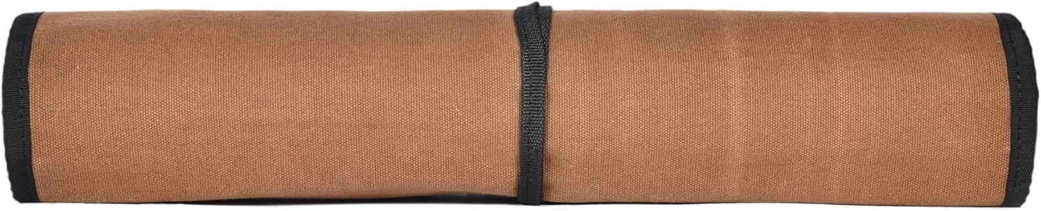 Aaron Leather Goods Professional Knife Roll Bag, 6-Slot Chef Knife Case, Brown Genuine Leather (Seaweed)