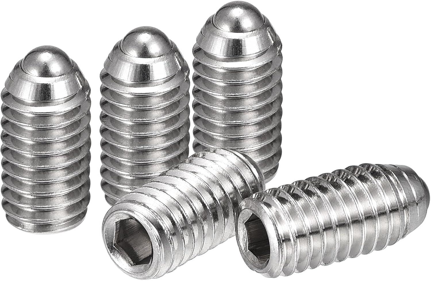 sourcing map Ball Point Set Screws, M6 x 12mm 304 Stainless Steel Metric Spring Hex Socket Screw 10pcs