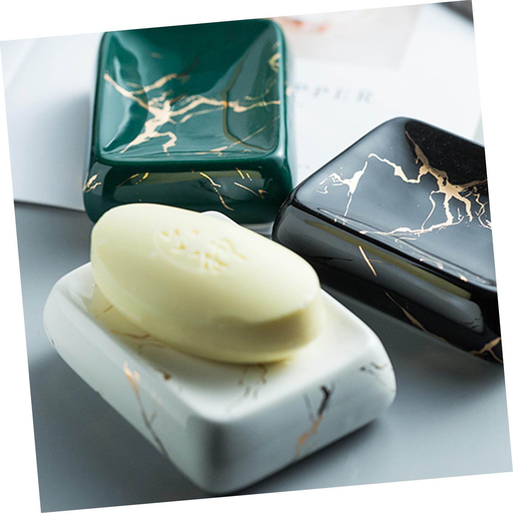 Ensemble D’Accessoires de Salle de Bain Marbre 3 Pièces en Céramique