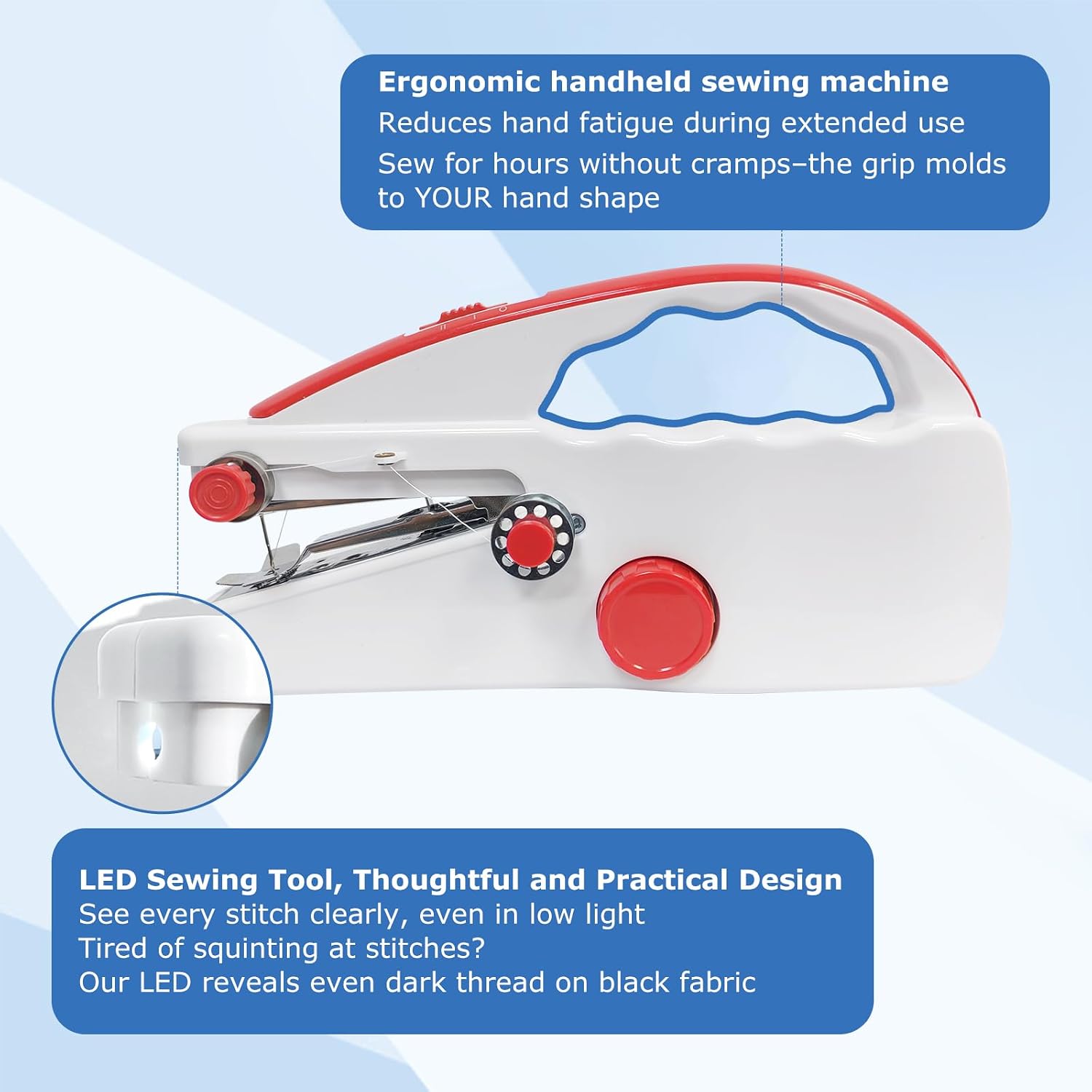 Easy-to-Use Portable Mini Handheld Sewing Machine for Beginners, 2 Speeds, Equipped with LED Lights, Sewing Machine for Kids and Adults, Suitable for Sewing Clothes, Fabrics, Curtains, DIY