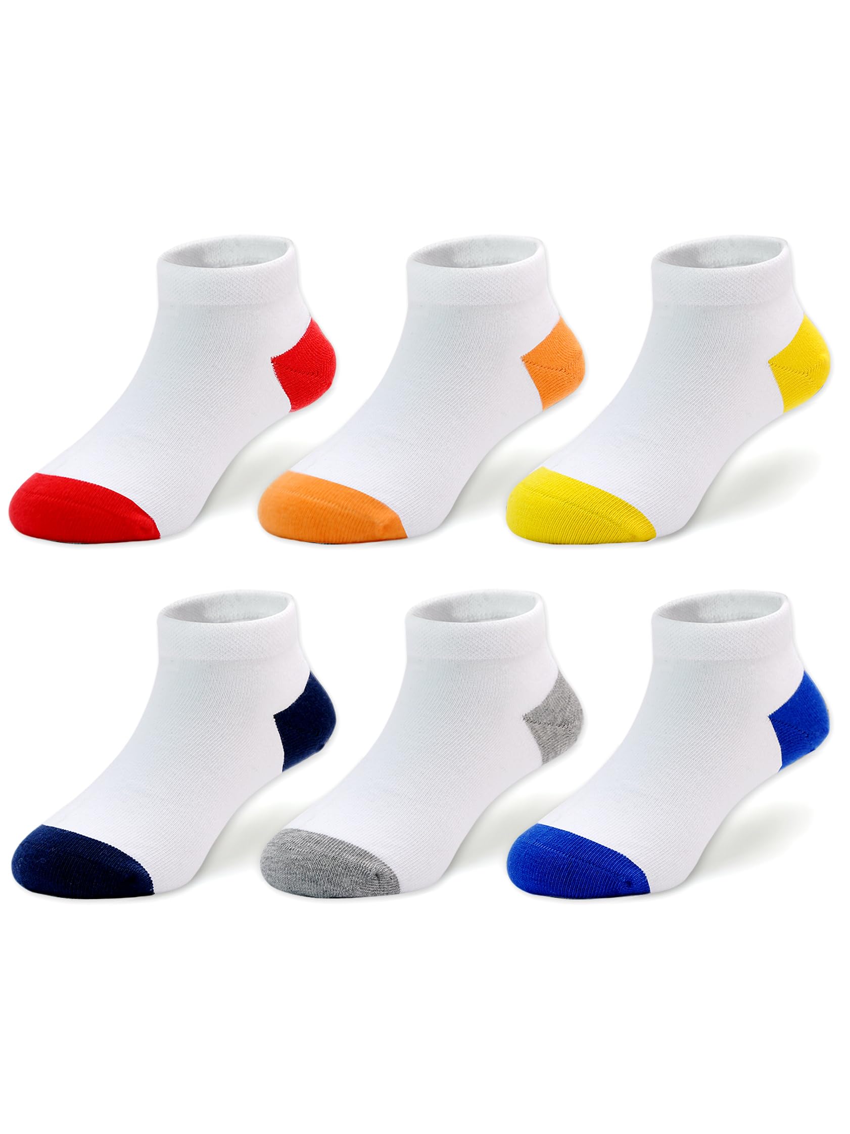 EPEIUS Kids' Low Cut Ankle Socks Cotton Seamless Toe Sport Athletic Socks for Boys Girls White Black Navy 4/8 Pack