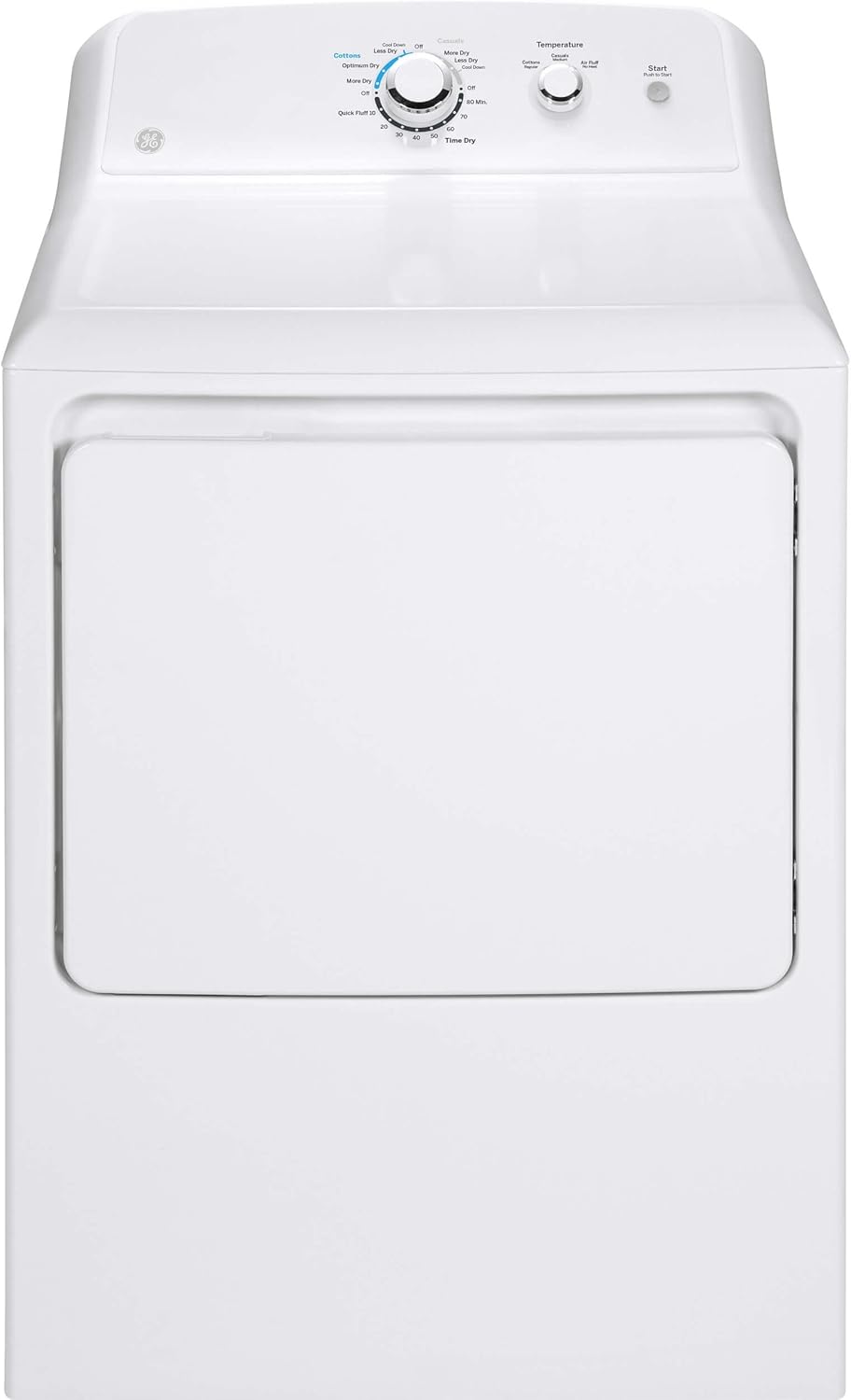 GE GTX22EASKWW 6 Cu.Ft. Electric Dryer with 6 Cycles, Reversible Door, White