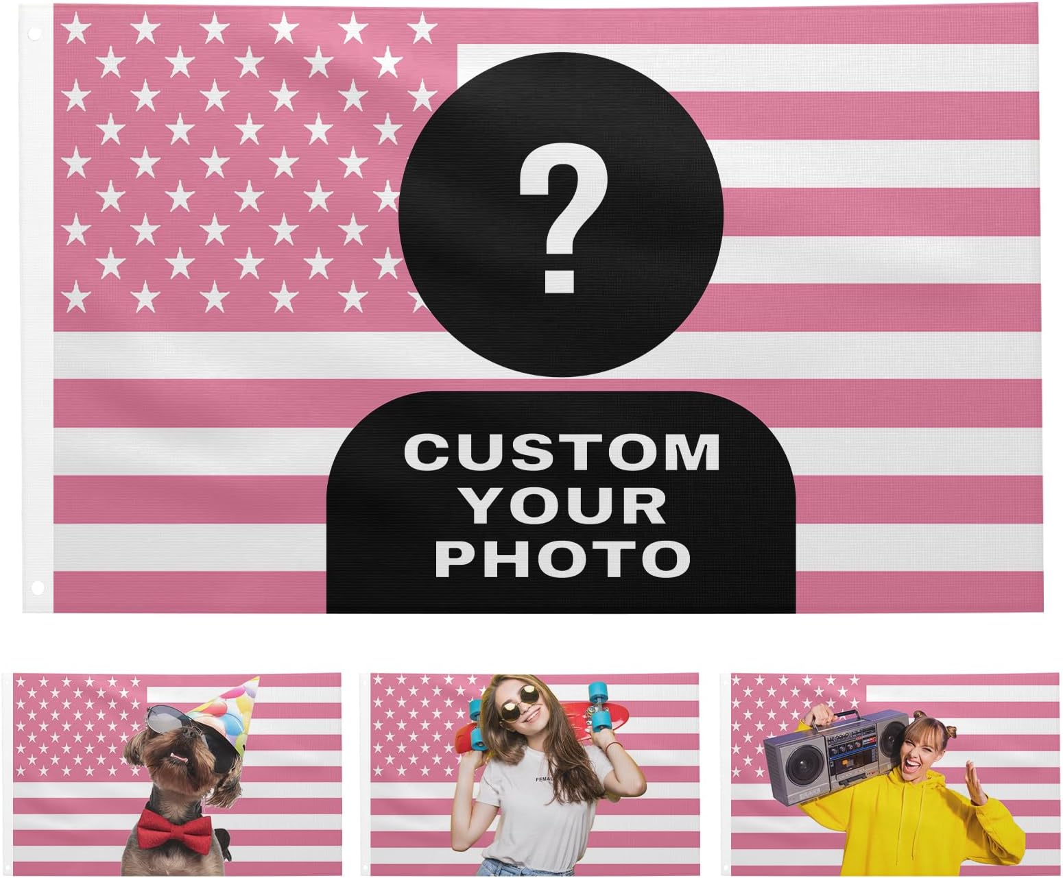 Custom Flag Double Sided Custom Pink America Flag Personalized Flags Room Wal...