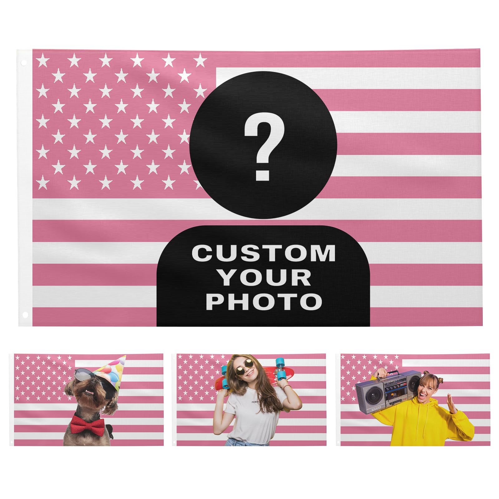 Custom Flag Double Sided Custom Pink America Flag Personalized Flags Room Wall Decoration Funny Tapestry Poster For Decorate Banners Gift for Indoor