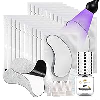 Vista 1 de Pegamento de extensión de pestañas UV de 0.1 fl oz, pegamento de pestañas extra fuerte, pegamento de pestañas UV, 20 almohadillas de doble ojo
